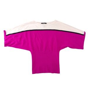 Style & Co Petite Magenta Pink Colorblock‎ Batwing Dolman Knit Sweater Top PP